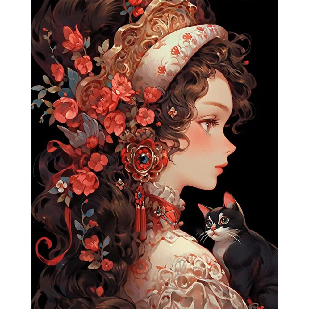 Retro Girl - Full Round AB Drill Diamond Painting 40*50CM