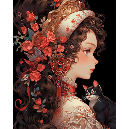 Retro Girl - Full Round AB Drill Diamond Painting 40*50CM