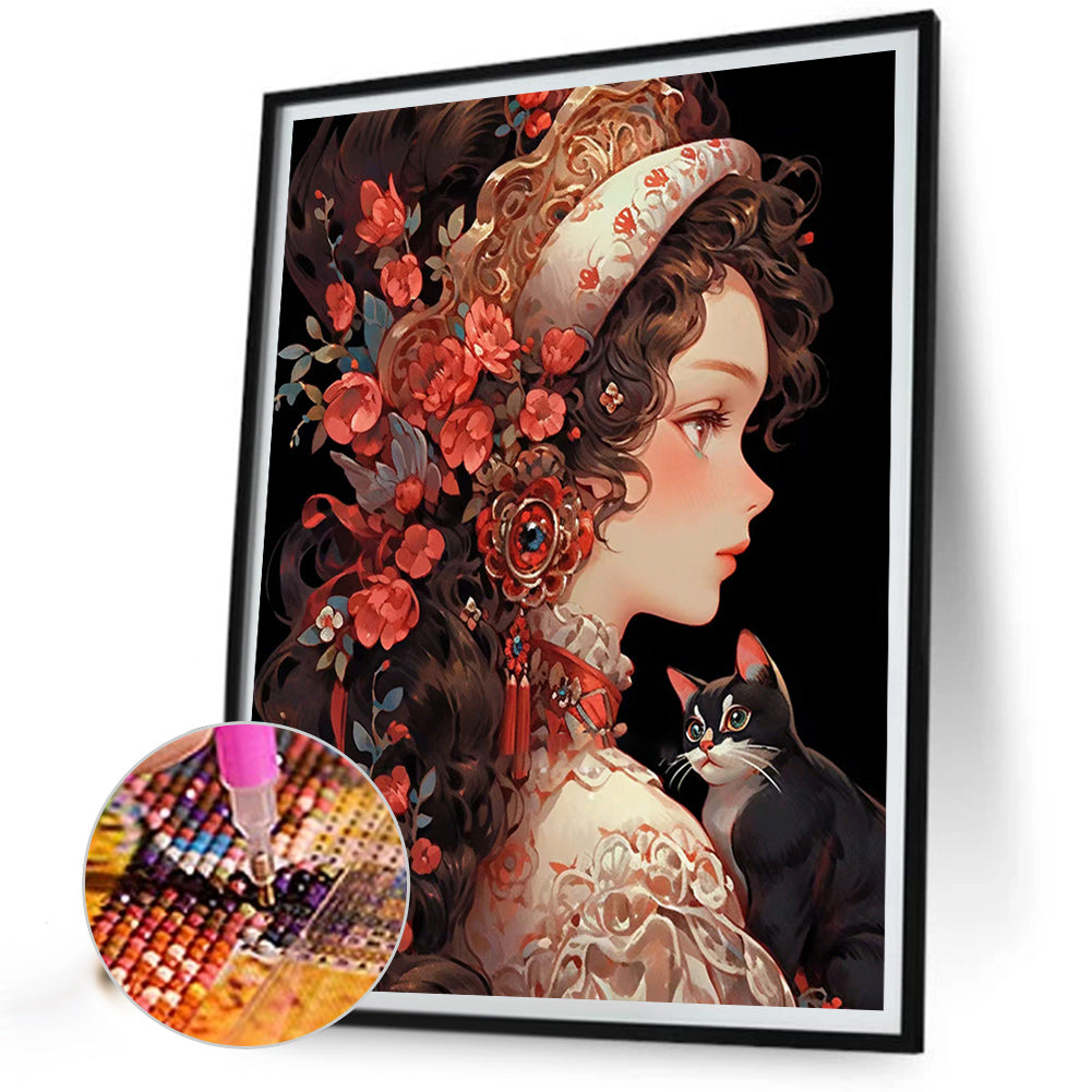 Retro Girl - Full Round AB Drill Diamond Painting 40*50CM