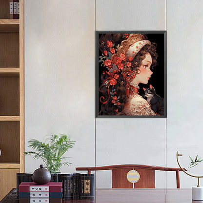 Retro Girl - Full Round AB Drill Diamond Painting 40*50CM