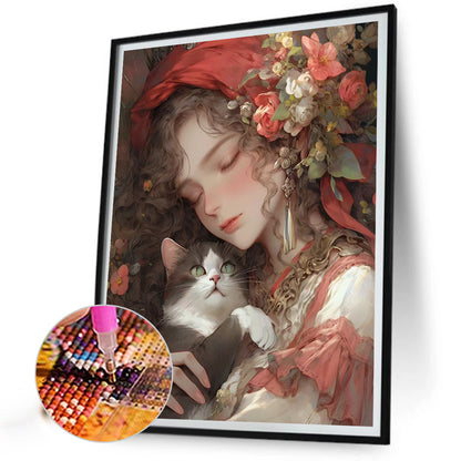 Retro Girl - Full Round AB Drill Diamond Painting 40*50CM