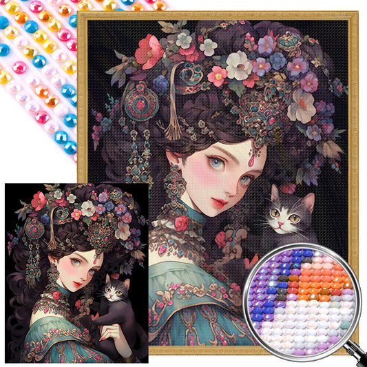 Retro Girl - Full Round AB Drill Diamond Painting 40*50CM