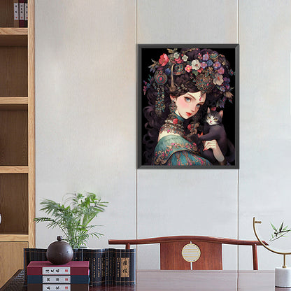 Retro Girl - Full Round AB Drill Diamond Painting 40*50CM