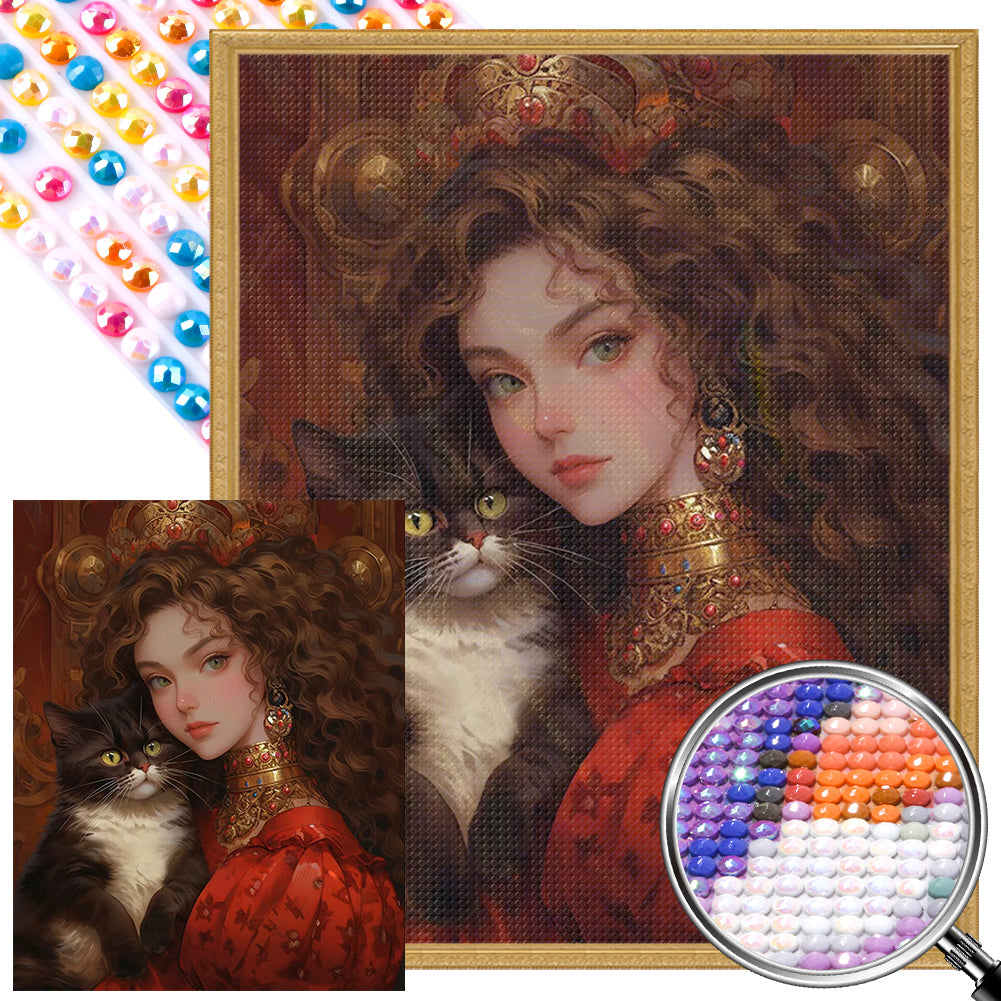 Retro Girl - Full Round AB Drill Diamond Painting 40*50CM