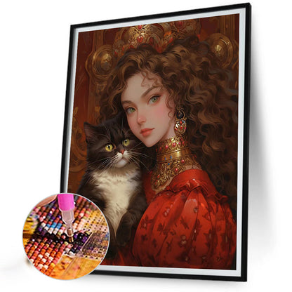 Retro Girl - Full Round AB Drill Diamond Painting 40*50CM