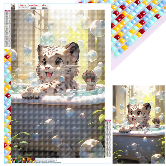 Bubbles And White Tiger - Full Square Drill Diamond Painting 40*60CM