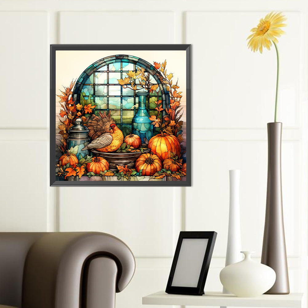 Pumpkin Turkey - Full Round Drill Diamond Painting 40*40CM