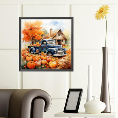 Autumn Pumpkin Vintage Car - Full Round Drill Diamond Painting 40*40CM