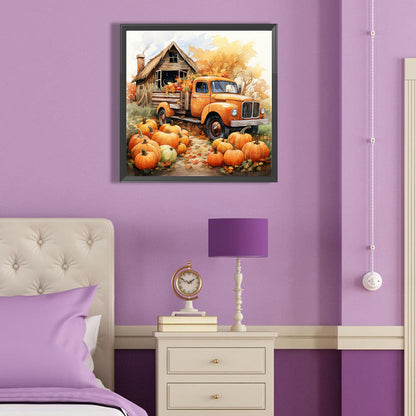 Autumn Pumpkin Vintage Car - Full Round Drill Diamond Painting 40*40CM