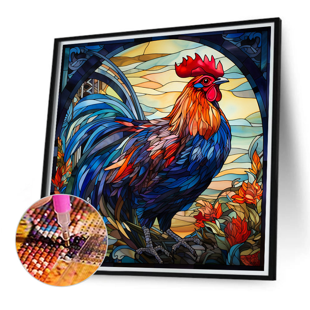 Rooster Glass Painting - Full Round Drill Diamond Painting 40*40CM