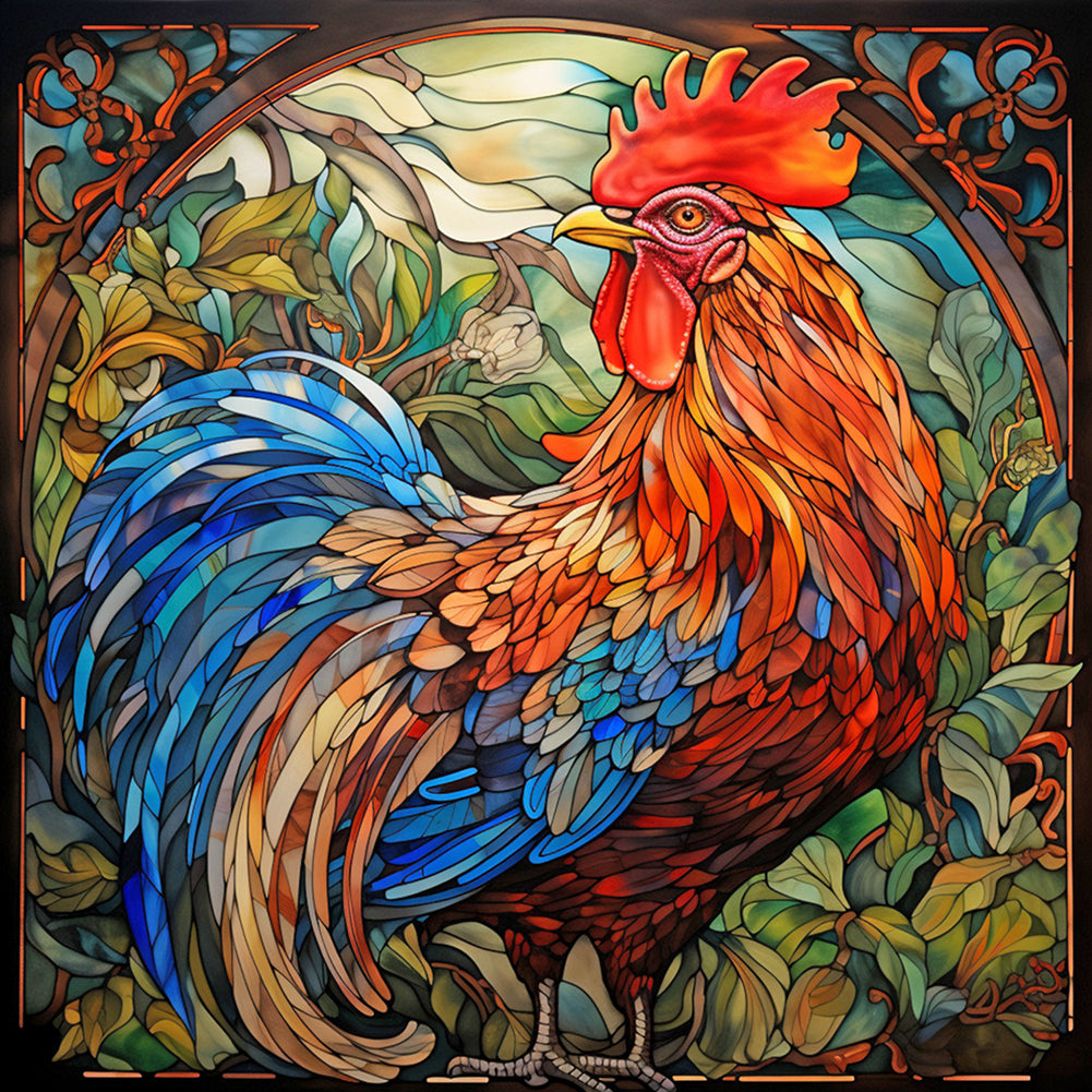 Rooster Glass Painting - Full Round Drill Diamond Painting 40*40CM