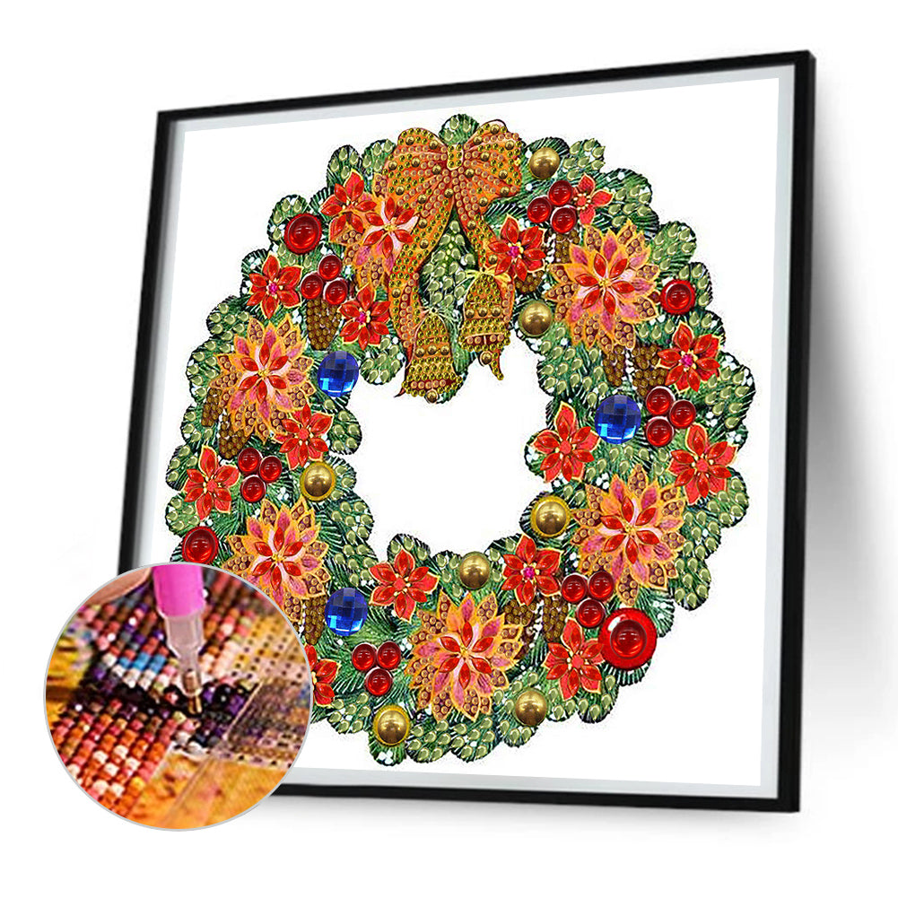 Christmas Wreath -   Special Shaped Drill Diamond Painting 30*30CM