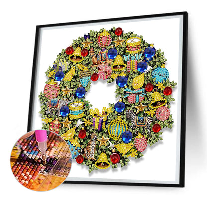 Christmas Wreath -   Special Shaped Drill Diamond Painting 30*30CM