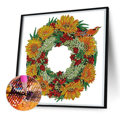 Sunflower Wreath -   Special Shaped Drill Diamond Painting 30*30CM