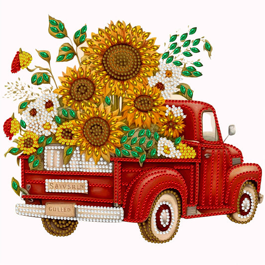 Sunflower Vintage Car -   Special Shaped Drill Diamond Painting 30*30CM