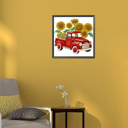 Sunflower Vintage Car -   Special Shaped Drill Diamond Painting 30*30CM