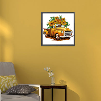 Sunflower Vintage Car -   Special Shaped Drill Diamond Painting 30*30CM