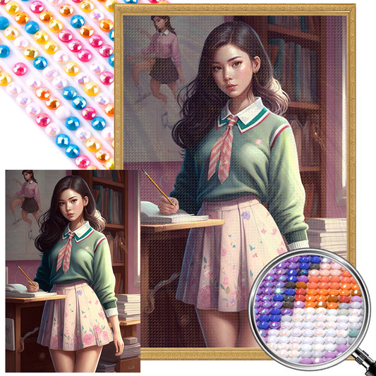 Uniform Girl - Full Round AB Drill Diamond Painting 40*60CM