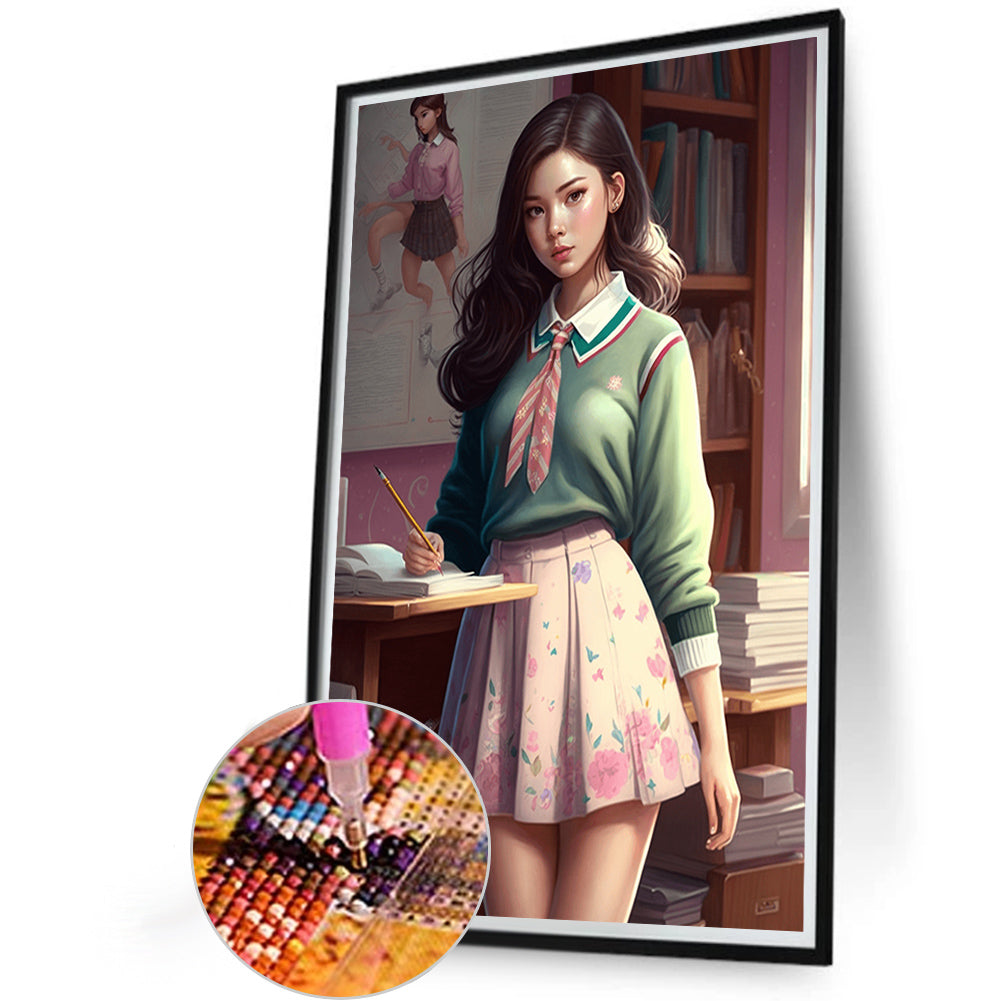 Uniform Girl - Full Round AB Drill Diamond Painting 40*60CM