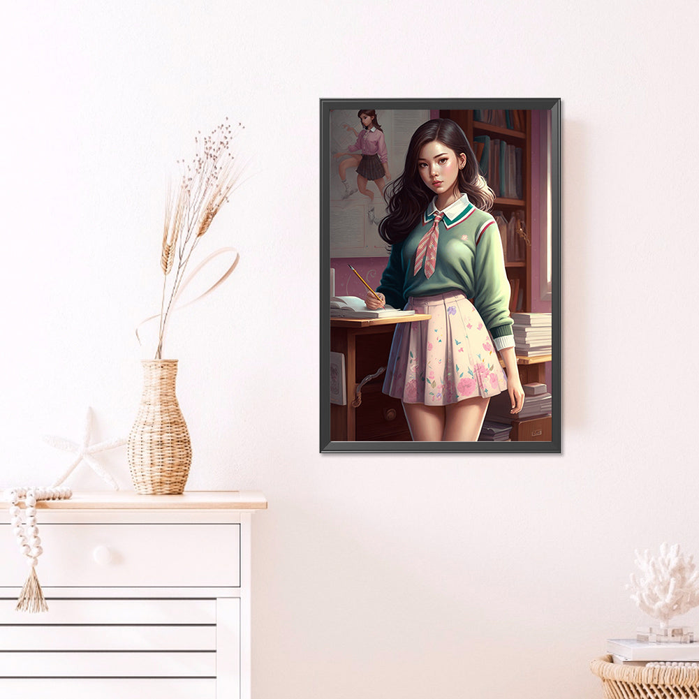 Uniform Girl - Full Round AB Drill Diamond Painting 40*60CM