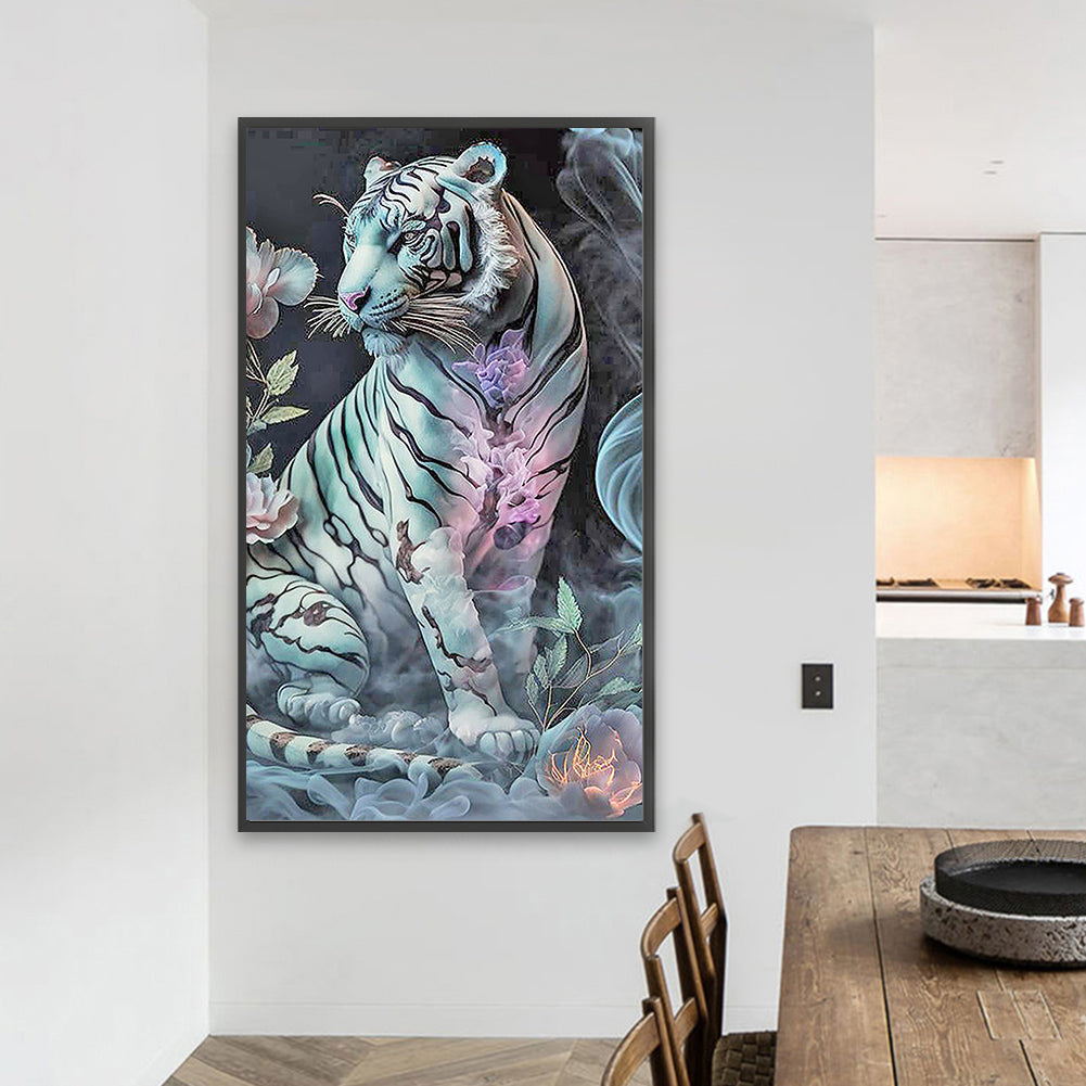 White Tiger - Full Round AB Drill Diamond Painting 40*70CM