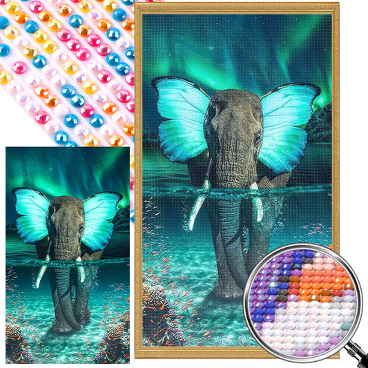 Butterfly Elephant - Full Round AB Drill Diamond Painting 40*70CM