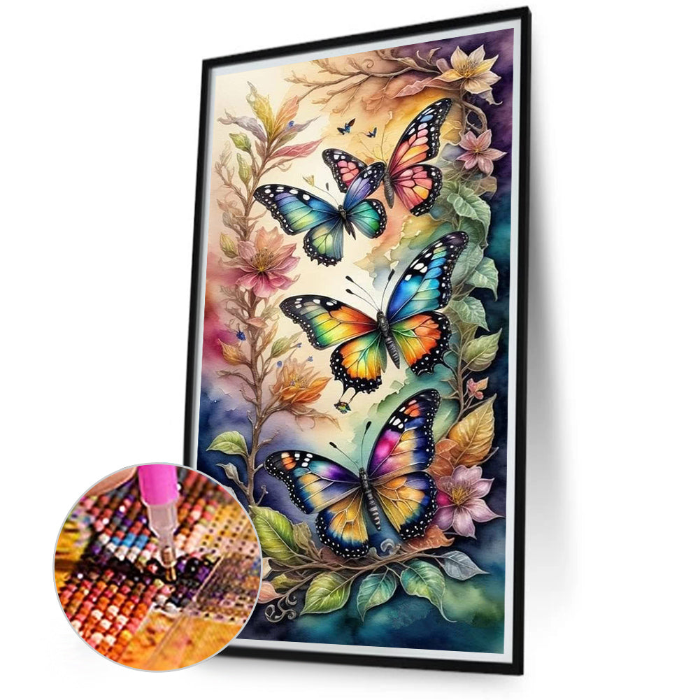 Butterfly Dragonfly - Full Round Drill Diamond Painting 40*70CM