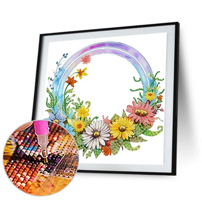 Rainbow Flowers - Special Shaped Drill Diamond Painting 30*30CM