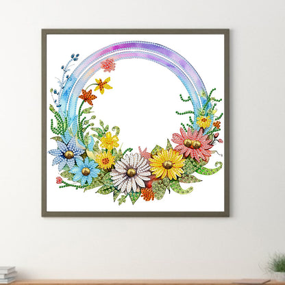 Rainbow Flowers - Special Shaped Drill Diamond Painting 30*30CM