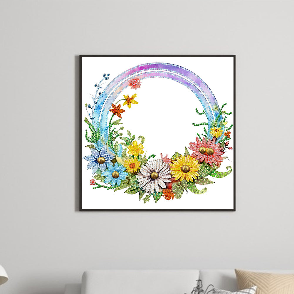 Rainbow Flowers - Special Shaped Drill Diamond Painting 30*30CM