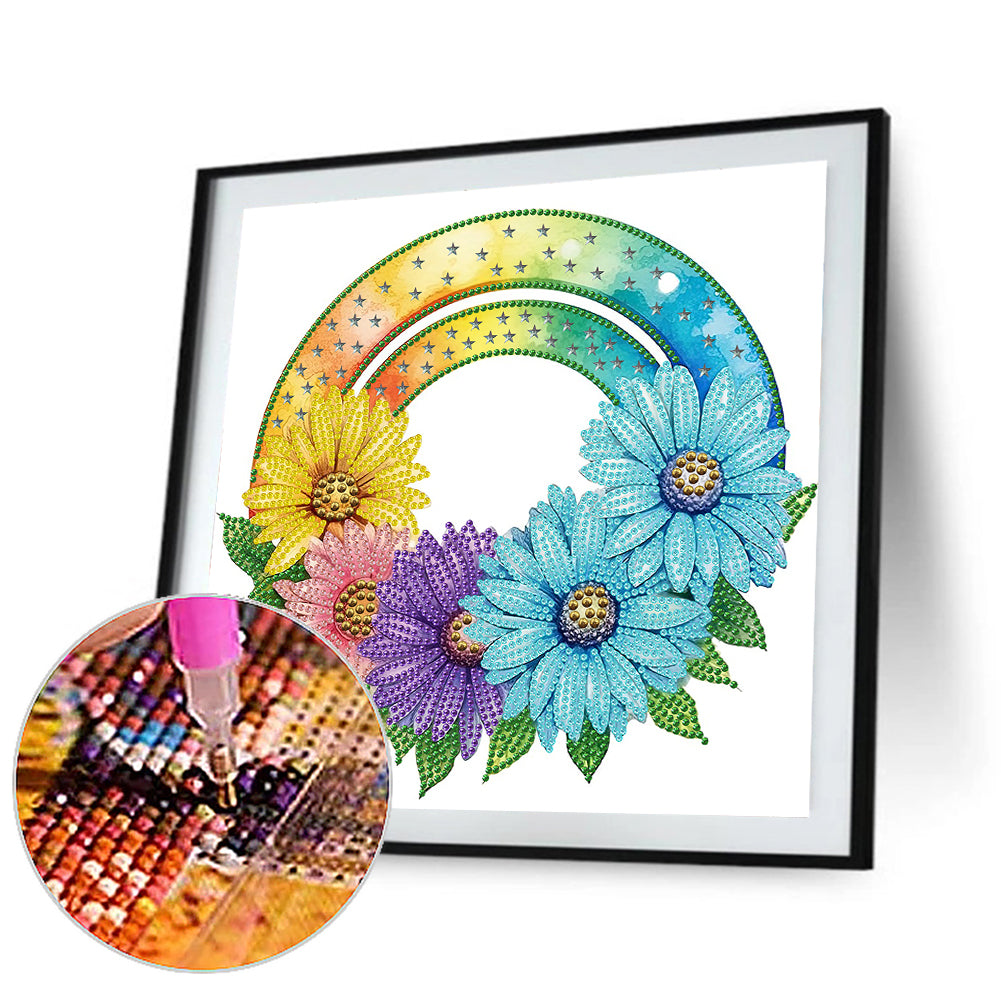 Rainbow Flowers - Special Shaped Drill Diamond Painting 30*30CM