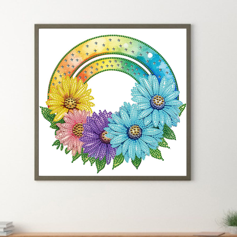 Rainbow Flowers - Special Shaped Drill Diamond Painting 30*30CM