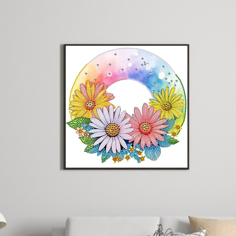 Rainbow Flowers - Special Shaped Drill Diamond Painting 30*30CM