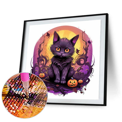 Halloween Black Cat - Full Round Drill Diamond Painting 40*40CM