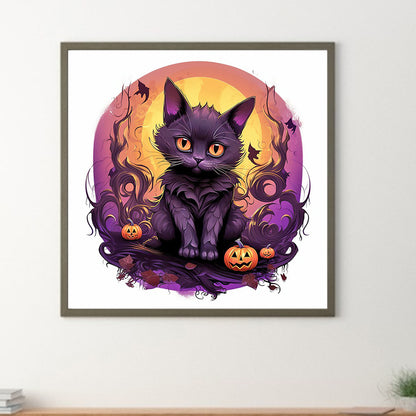 Halloween Black Cat - Full Round Drill Diamond Painting 40*40CM