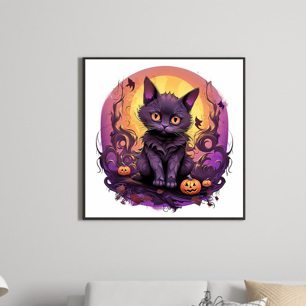 Halloween Black Cat - Full Round Drill Diamond Painting 40*40CM