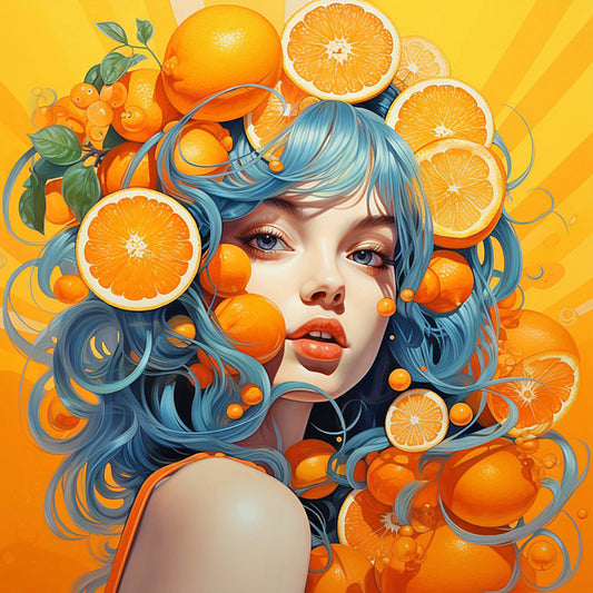 Orange Girl - Full Round Drill Diamond Painting 40*40CM