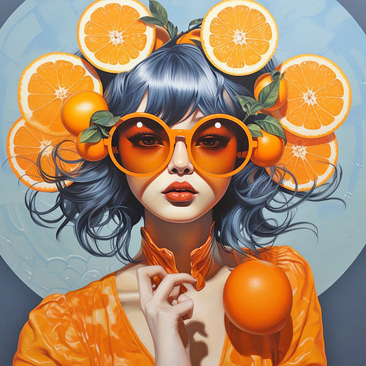 Orange Girl - Full Round Drill Diamond Painting 40*40CM