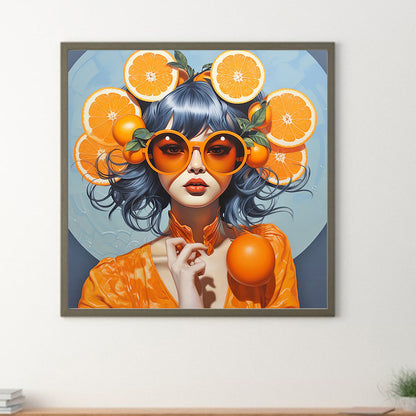 Orange Girl - Full Round Drill Diamond Painting 40*40CM