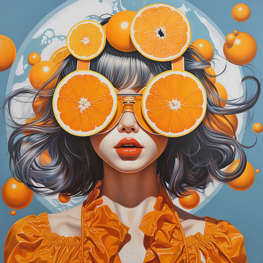 Orange Girl - Full Round Drill Diamond Painting 40*40CM