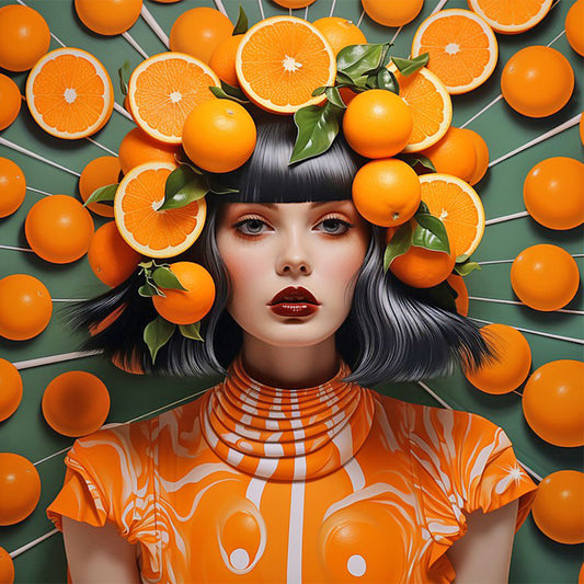 Orange Girl - Full Round Drill Diamond Painting 40*40CM