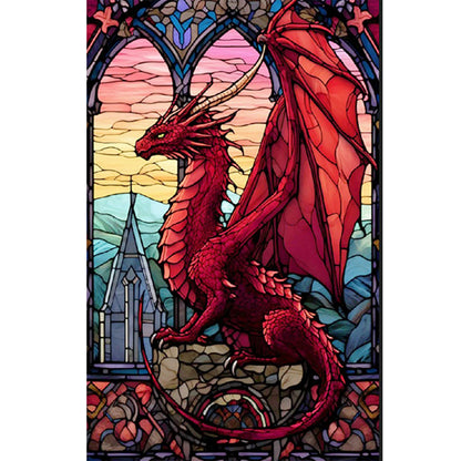 Window Glass Dragon - Full Round Drill Diamond Painting 40*60CM