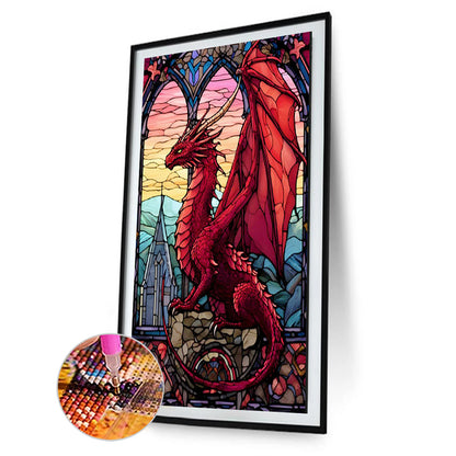 Window Glass Dragon - Full Round Drill Diamond Painting 40*60CM