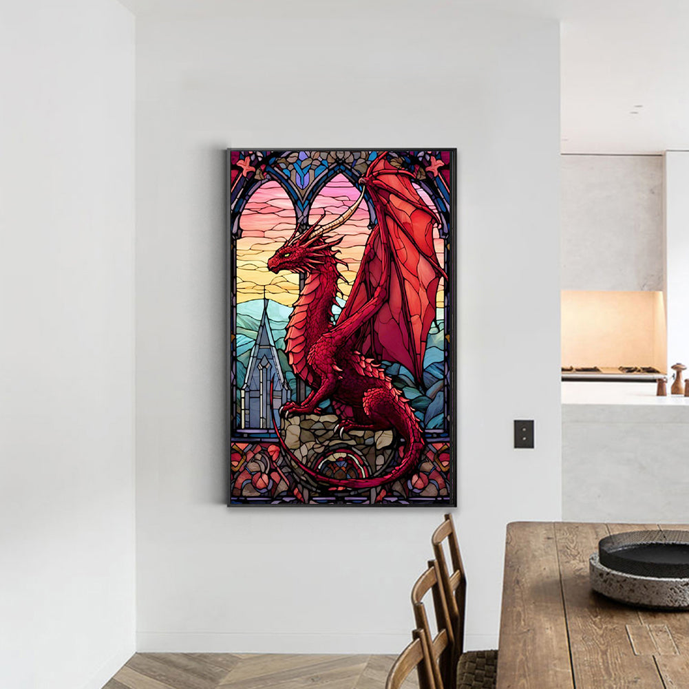 Window Glass Dragon - Full Round Drill Diamond Painting 40*60CM