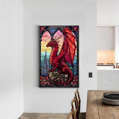 Window Glass Dragon - Full Round Drill Diamond Painting 40*60CM