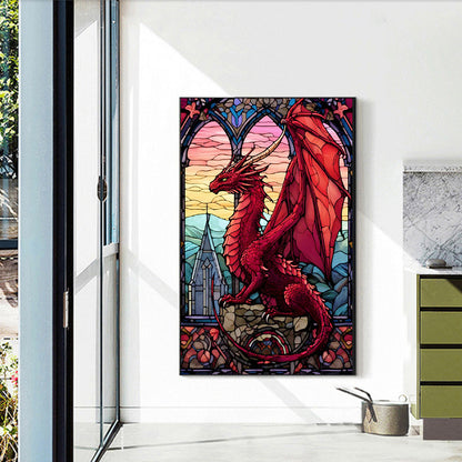 Window Glass Dragon - Full Round Drill Diamond Painting 40*60CM