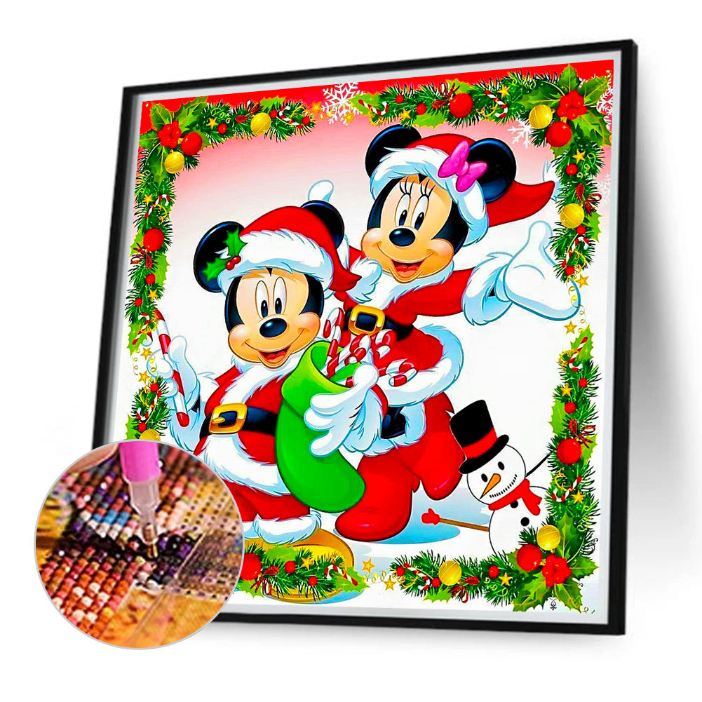 Mickey And Minnie At Christmas - Full Round Drill Diamond Painting 40*40CM