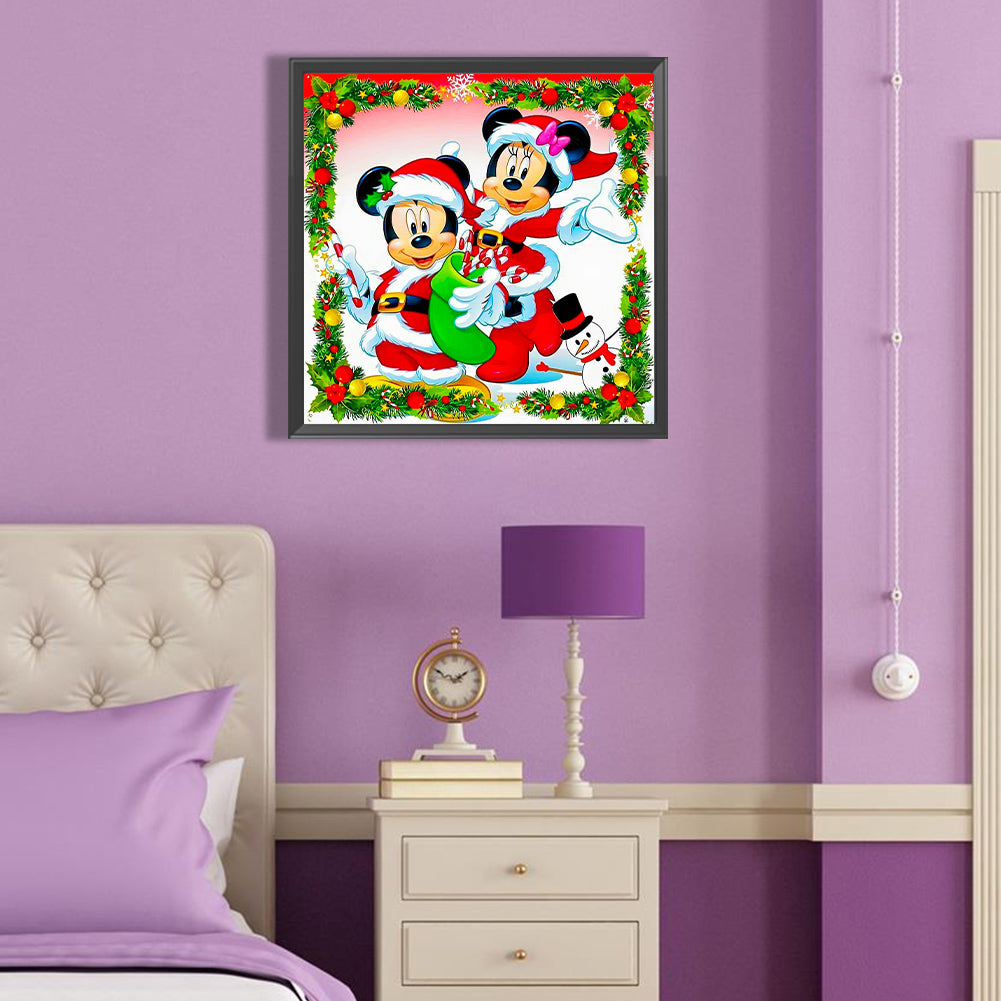 Mickey And Minnie At Christmas - Full Round Drill Diamond Painting 40*40CM