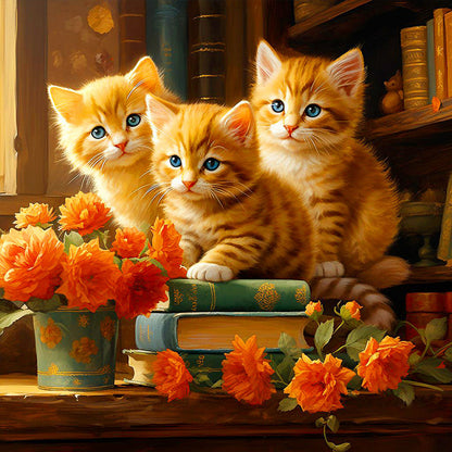 Three Cats - Full Round Drill Diamond Painting 40*40CM