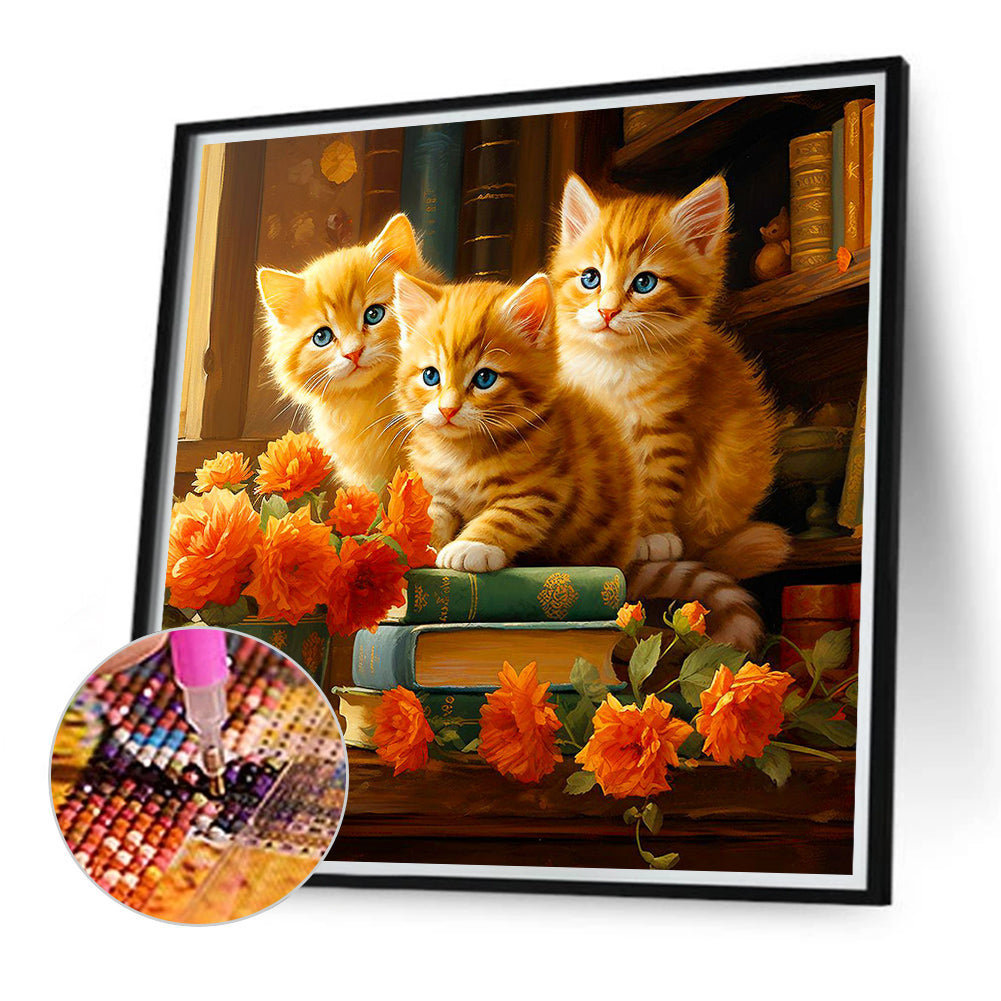 Three Cats - Full Round Drill Diamond Painting 40*40CM